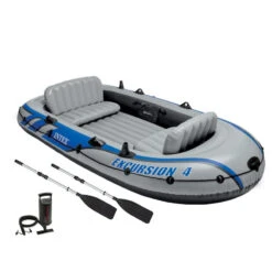 BATEAU GONFLABLE INTEX EXCURSION 4 + 2 AVIRONS + GONFLEUR -Paddle Wave Soldes bateau gonflable intex excursion 4 2 avirons gonfleur 2