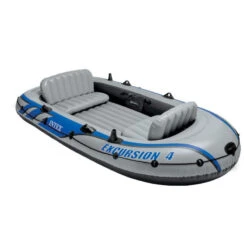 BATEAU GONFLABLE INTEX EXCURSION 4 + 2 AVIRONS + GONFLEUR -Paddle Wave Soldes bateau gonflable intex excursion 4 2 avirons gonfleur 4