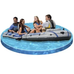 BATEAU GONFLABLE INTEX EXCURSION 5 + 2 AVIRONS + GONFLEUR -Paddle Wave Soldes bateau gonflable intex excursion 5 2 avirons gonfleur 2