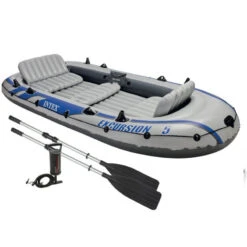 BATEAU GONFLABLE INTEX EXCURSION 5 + 2 AVIRONS + GONFLEUR -Paddle Wave Soldes bateau gonflable intex excursion 5 2 avirons gonfleur 3