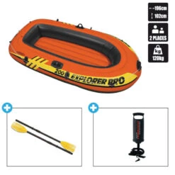 BATEAU GONFLABLE INTEX EXPLORER PRO 200 + 2 RAMES + GONFLEUR -Paddle Wave Soldes bateau gonflable intex explorer pro 200 2 rames gonfleur 1