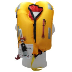 GILET DE SAUVETAGE GONFLABLE AUTOMATIQUE ORANGE MARINE 170N AVEC HARNAIS ESSENTIAL ROUGE -Paddle Wave Soldes gilet de sauvetage gonflable automatique orange marine 170n avec harnais essential rouge 6